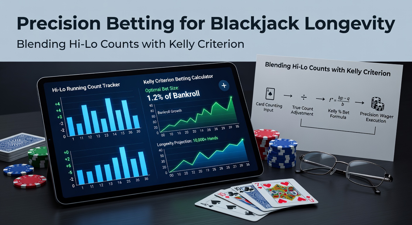 Grafik zur Hi-Lo-Kartenzählung mit Kelly-Bet-Größenanpassung in einem Blackjack-Spiel