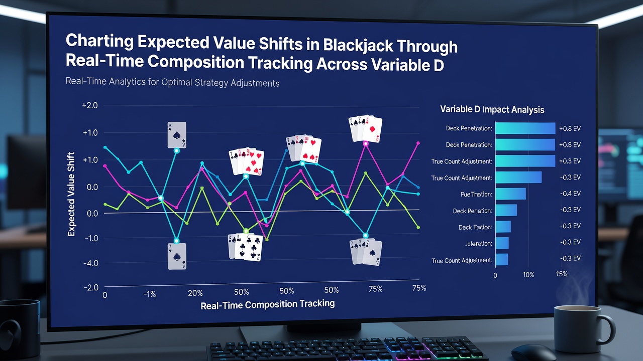 Grafik mit Erwartungswertkurven für Blackjack bei unterschiedlichen Deck-Tiefen und Kartenkompositionen