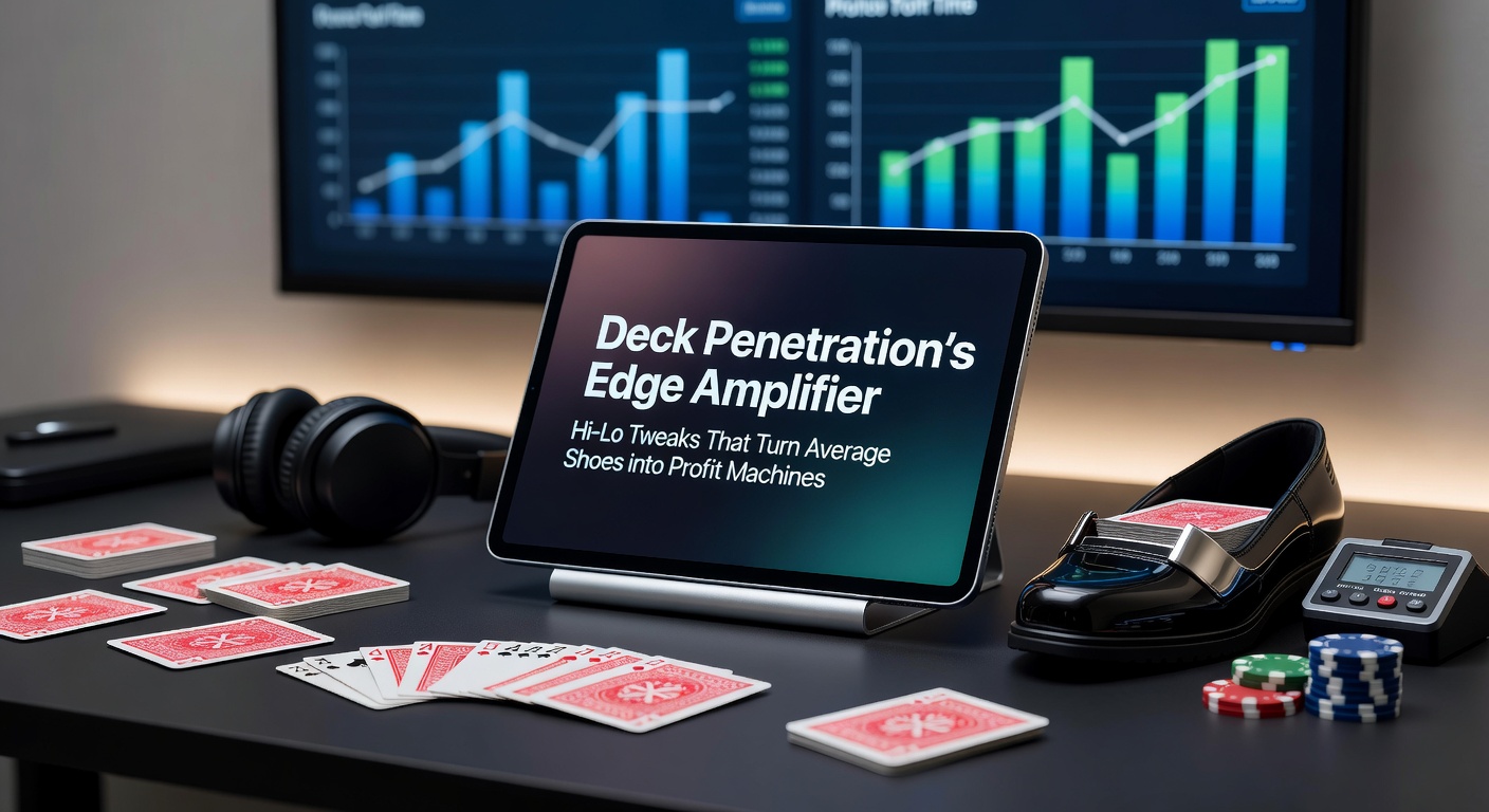Detaillierte Tabelle mit Hi-Lo-Bet-Ramp-Anpassungen: Zeigt True Counts, empfohlene Einsatzmultiplikatoren und erwartete Edges für 65-Prozent-Penetration