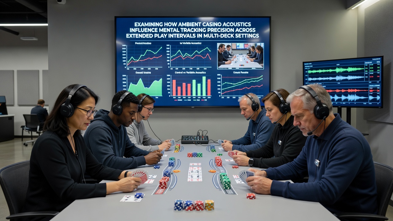 Darstellung einer typischen Multi-Deck-Blackjack-Tischsituation mit umgebenden Geräuschen in einem Casino