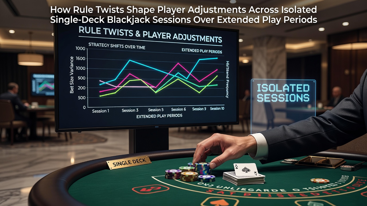 Blackjack table with single deck setup showing rule variations impact on player decisions during extended sessions